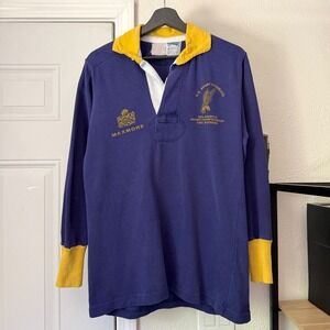 Vintage maxmore indigo blue varsity rugby athletic sports polo long sleeve shirt